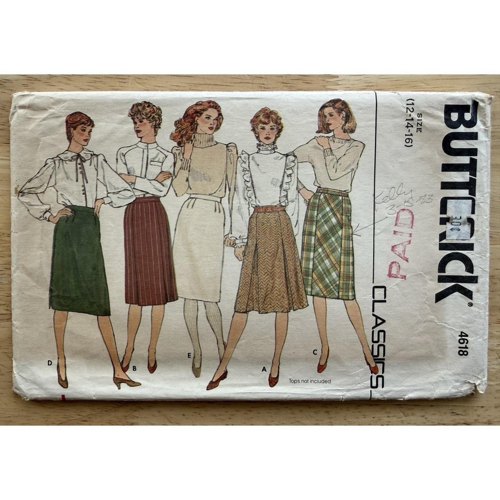 Butterick Classics Pattern 4618 Misses' Below Mid Knee Straight Skirt Size 12-16